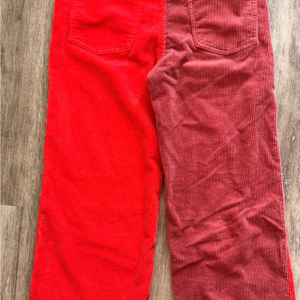Brixton Two-Tone Red and Burgundy Wide-Leg Corduroy Jeans - Picture 8 of 9